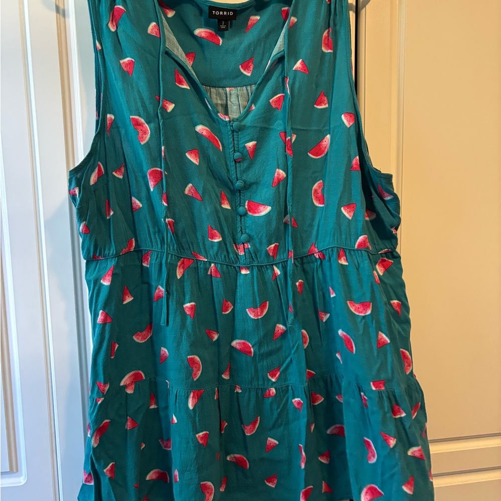Torrid Teal Watermelon Print top